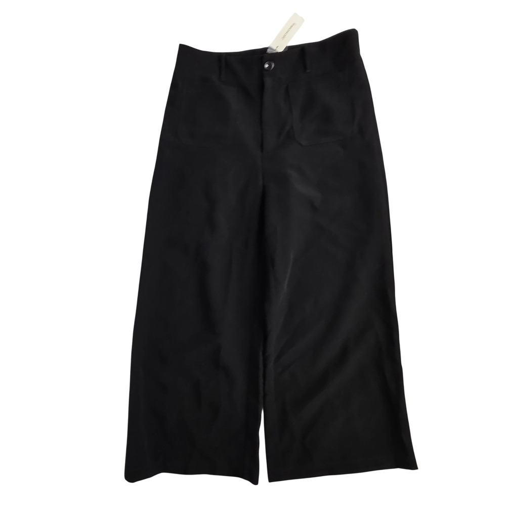 Mi Ami for Francescas Black Wide Leg Cropped Pants High Rise TFD70147 Large NWT